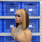 Free Shipping Jesvia Hair #27/1B Color T Lace Front Bob Wig With Pre Plucked Hairline Straight