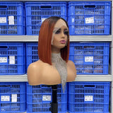 Free Shipping Jesvia Hair #1B 350 Ombre Color T Lace Front Bob Wig With Pre Plucked Hairline Straight