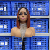 Free Shipping Jesvia Hair #1B 350 Ombre Color T Lace Front Bob Wig With Pre Plucked Hairline Straight