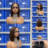 Free Shipping Jesvia Hair #4 Color T Lace Front Bob Wig With Pre Plucked Hairline Straight
