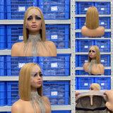 Free Shipping Jesvia Hair #27 Color T Lace Front Bob Wig With Pre Plucked Hairline Straight
