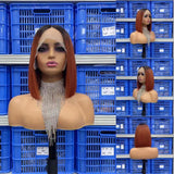 Free Shipping Jesvia Hair #1B 350 Ombre Color T Lace Front Bob Wig With Pre Plucked Hairline Straight