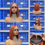 Free Shipping Jesvia Hair #350 Color T Lace Front Bob Wig With Pre Plucked Hairline Straight