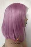 Jesvia Hair Lilac Purple Color 13x4 Lace Front Bob Wig With Pre Plucked Hairline Straight