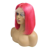Rose Pink Color 13x4 Lace Front Bob Wig With Pre Plucked Hairline Straight Jesvia Hair