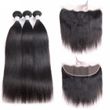 Jesvia Hair Brazilian Straight Hair 3 Bundles With 4x13 Lace Frontal