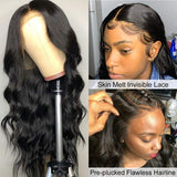 Jesvia Hair 13x6 Lace Front Human Hair Wigs Pre Plucked with Baby Hair Body Wave