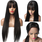 Jesvia Hair 13x4 Lace Front Human Hair Wigs Pre Plucked with Bang Brazilian Straight