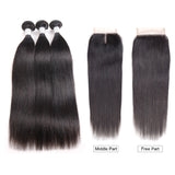 Jesvia Hair Brazilian Hair Straight 3 Bundles With 1 Lace Closure