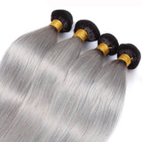 Jesvia Hair 3 Bundles Deal #1B/Gray Ombre Gray Hair Straight