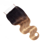 Jesvia Hair Brazilian Virgin hair 1B/4/27 Tone Ombre 4x4 Top Closure Body Wave