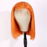 Jesvia Hair Orange Color 13x4 Lace Front Bob Wig With Pre Plucked Hairline Straight
