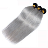 Jesvia Hair 3 Bundles Deal #1B/Gray Ombre Gray Hair Straight