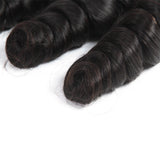 Jesvia Hair Brazilian Hair Loose Wave 3 Bundles With 1 Lace Closure