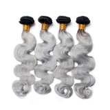 Jesvia Hair 3 Bundles Deal #1B/Gray Ombre Gray Hair Body Wave