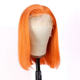 Jesvia Hair Orange Color 13x4 Lace Front Bob Wig With Pre Plucked Hairline Straight
