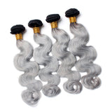 Jesvia Hair 3 Bundles Deal #1B/Gray Ombre Gray Hair Body Wave