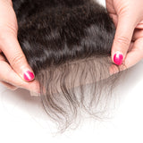 Jesvia Hair Brazilian Hair Kinky Straight 3 Bundles With 1 Lace Closure