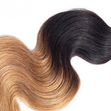 Jesvia Hair Brazilian Virgin hair 1B/4/27 Tone Ombre 4x4 Top Closure Body Wave