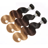 Jesvia Hair 3 Bundles Deal #1B/4/27 3 Tone Ombre Color Hair Body Wave
