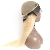 Jesvia Hair Pre Plucked 13x4 Lace Frontal Wig #1B/#613 Ombre Blonde Color with Baby Hair Around Straight