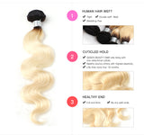 Jesvia Hair 3 Bundles Deal #1B/#613 Ombre Blonde Color Hair Body Wave