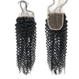 Jesvia Hair Brazilian Hair Kinky Curly 3 Bundles With 1 Lace Closure