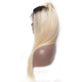 Jesvia Hair Pre Plucked 13x4 Lace Frontal Wig #1B/#613 Ombre Blonde Color with Baby Hair Around Straight