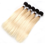 Jesvia Hair 3 Bundles Deal #1B/#613 Ombre Blonde Color Hair Straight
