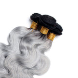Jesvia Hair 3 Bundles Deal #1B/Gray Ombre Gray Hair Body Wave