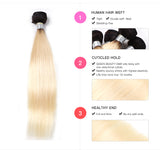 Jesvia Hair 3 Bundles Deal #1B/#613 Ombre Blonde Color Hair Straight