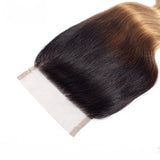 Jesvia Hair Brazilian Virgin hair 1B/4/27 Tone Ombre 4x4 Top Closure Body Wave