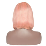 Jesvia Hair Pink Ombre Color 13x4 Lace Front Bob Wig With Pre Plucked Hairline Straight
