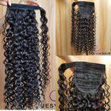Free Shipping Ponytail Clip in Piece Virgin Human Hair Extension in Straight, Water wave, Body wave, Deep Wave, Kinky Straight Jesvia Hair