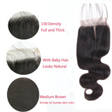 Jesvia Hair Brazilian Hair Body Wave 3 Bundles With 1 Lace Closure