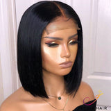Free Shipping 5x5 Closure Bob Wig With Pre Plucked Hairline Straight Jesvia Hair