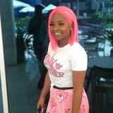 Rose Pink Color 13x4 Lace Front Bob Wig With Pre Plucked Hairline Straight Jesvia Hair