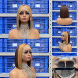 Free Shipping Jesvia Hair #27/1B Color T Lace Front Bob Wig With Pre Plucked Hairline Straight