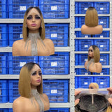 Free Shipping Jesvia Hair #1B 27 Ombre Color T Lace Front Bob Wig With Pre Plucked Hairline Straight
