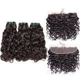 Jesvia Hair Brazilian Water Wave Hair 3 Bundles With 4x13 Lace Frontal