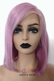Jesvia Hair Lilac Purple Color 13x4 Lace Front Bob Wig With Pre Plucked Hairline Straight