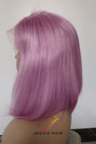 Jesvia Hair Lilac Purple Color 13x4 Lace Front Bob Wig With Pre Plucked Hairline Straight