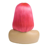 Rose Pink Color 13x4 Lace Front Bob Wig With Pre Plucked Hairline Straight Jesvia Hair