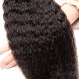 Jesvia Hair Brazilian Hair Kinky Straight 3 Bundles With 1 Lace Closure