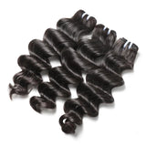 Jesvia Hair Brazilian Hair Loose Deep Wave 3 Bundles With 1 Lace Closure-LBW44