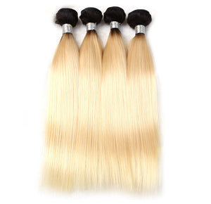Jesvia Hair 3 Bundles Deal #1B/#613 Ombre Blonde Color Hair Straight