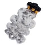 Jesvia Hair 3 Bundles Deal #1B/Gray Ombre Gray Hair Body Wave