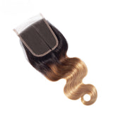 Jesvia Hair Brazilian Virgin hair 1B/4/27 Tone Ombre 4x4 Top Closure Body Wave