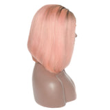 Jesvia Hair Pink Ombre Color 13x4 Lace Front Bob Wig With Pre Plucked Hairline Straight