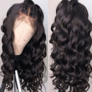 Jesvia Hair 250% Density 360 Pre Plucked Lace Frontal Wig with Baby Hair Around Loose Wave